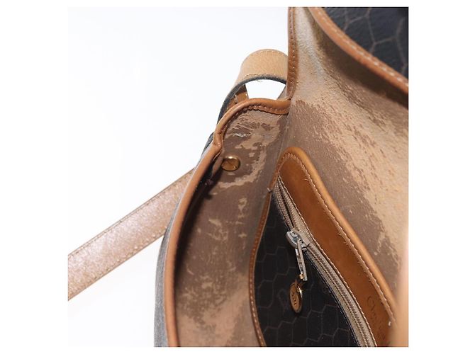 Borsa a spalla in tela a nido d'ape PVC nera e oro Christian Dior Auth fm5155 Nero D'oro - vista 18