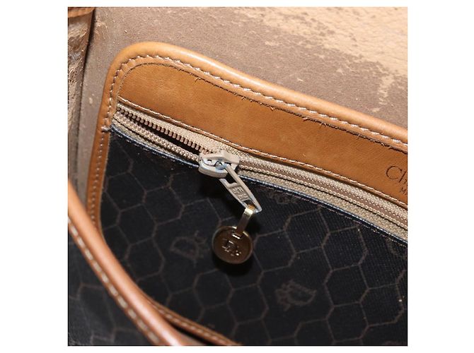 Borsa a spalla in tela a nido d'ape PVC nera e oro Christian Dior Auth fm5155 Nero D'oro - vista 19