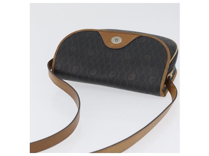 Borsa a spalla in tela a nido d'ape PVC nera e oro Christian Dior Auth fm5155 Nero D'oro - vista 6