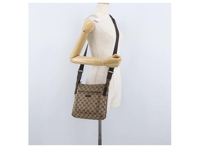 Borsa a Spalla GG Canvas Gucci Beige Argento 122793 Auth 172259 - vista 23