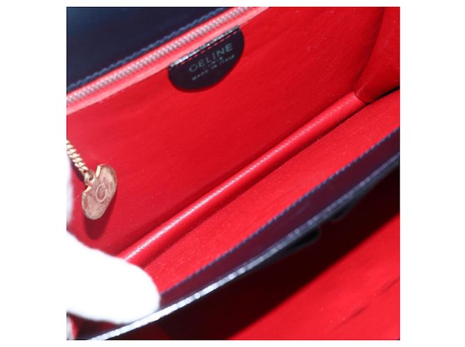 Céline Borsa a mano CELINE in pelle blu navy e oro Auth ep13502V D'oro - vista 10