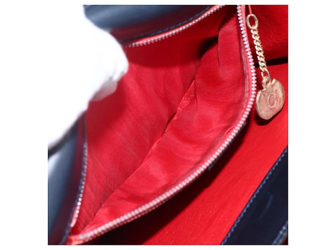 Céline Borsa a mano CELINE in pelle blu navy e oro Auth ep13502V D'oro - vista 11