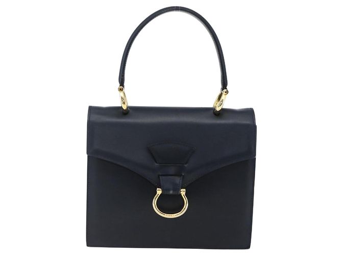 Céline Borsa a mano CELINE in pelle blu navy e oro Auth ep13502V D'oro - vista 13