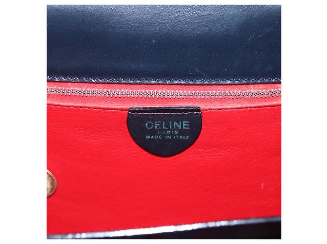 Céline Borsa a mano CELINE in pelle blu navy e oro Auth ep13502V D'oro - vista 18