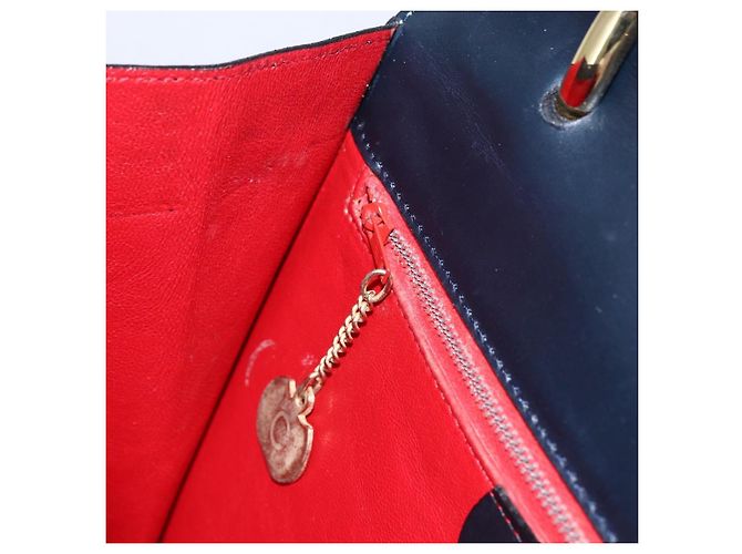 Céline Borsa a mano CELINE in pelle blu navy e oro Auth ep13502V D'oro - vista 21