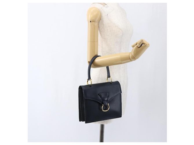 Céline Borsa a mano CELINE in pelle blu navy e oro Auth ep13502V D'oro - vista 23