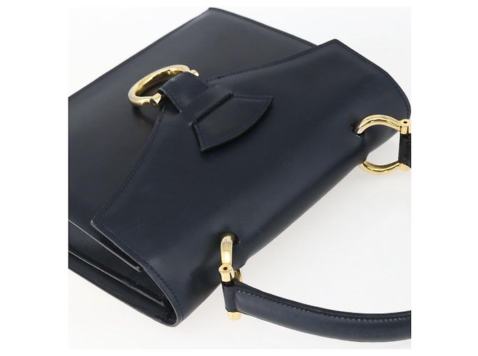 Céline Borsa a mano CELINE in pelle blu navy e oro Auth ep13502V D'oro - vista 6