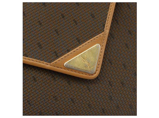 Borsa a Spalla SAINT LAURENT PVC Tela Beige Oro Auth ep13567 D'oro - vista 10
