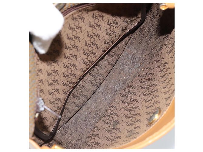 Borsa a Spalla SAINT LAURENT PVC Tela Beige Oro Auth ep13567 D'oro - vista 12