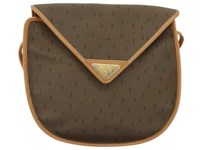 Borsa a Spalla SAINT LAURENT PVC Tela Beige Oro Auth ep13567 D'oro - vista 13