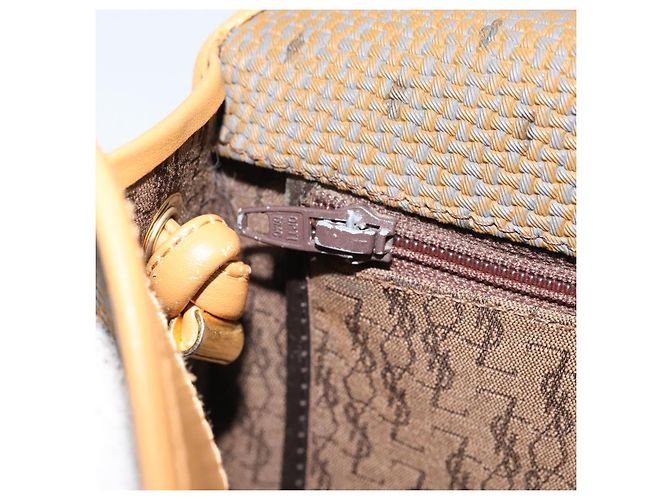 Borsa a Spalla SAINT LAURENT PVC Tela Beige Oro Auth ep13567 D'oro - vista 20