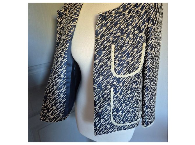 Giacca Tara Jarmon in tweed blu e bianco Multicolore - vista 4