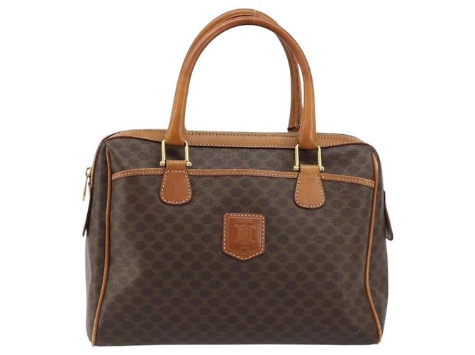 Céline Borsa a mano in tela Macadam CELINE in pelle PVC marrone oro Auth ep13448 D'oro - vista 13