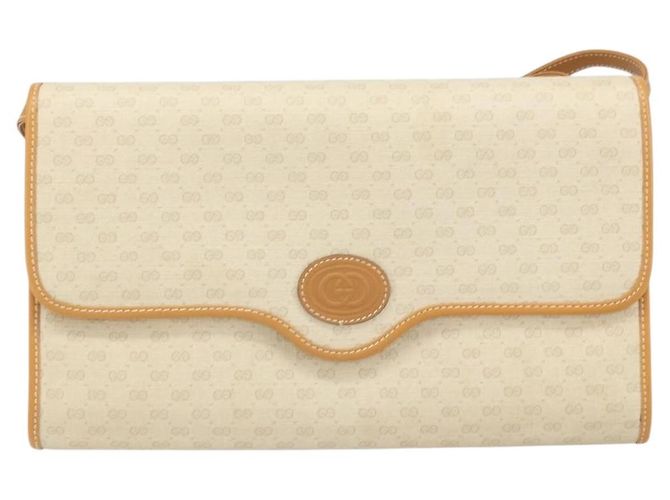 GUCCI Micro GG Supreme Schultertasche PVC Elfenbein Gold Auth am10690 Golden Roh - Ansicht 2
