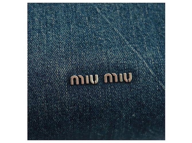 Bolsa de Ombro Miu Miu em Denim 2way Azul Auth 170929V - vista 22