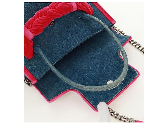 Bolsa de Ombro Miu Miu em Denim 2way Azul Auth 170929V - vista 23
