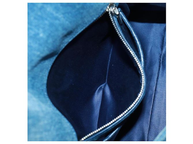 Bolsa de Ombro Miu Miu em Denim 2way Azul Auth 170929V - vista 28
