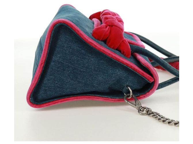 Bolsa de Ombro Miu Miu em Denim 2way Azul Auth 170929V - vista 4