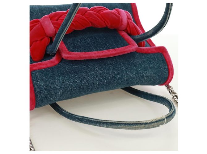 Bolsa de Ombro Miu Miu em Denim 2way Azul Auth 170929V - vista 6