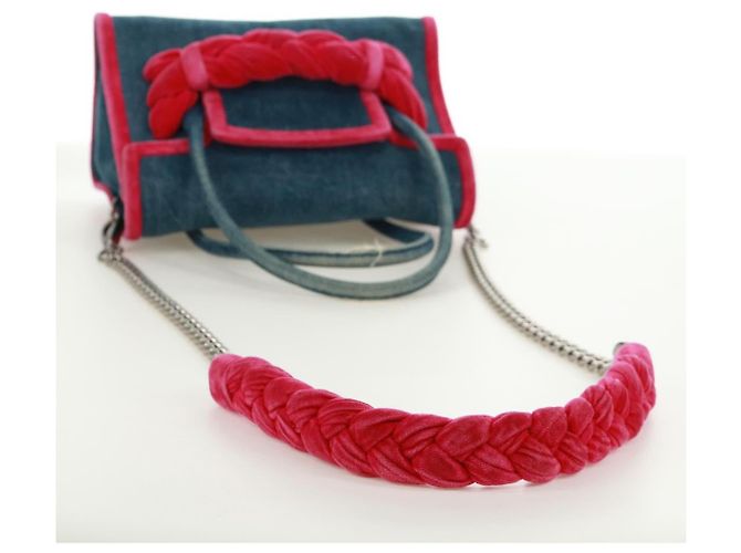 Bolsa de Ombro Miu Miu em Denim 2way Azul Auth 170929V - vista 8