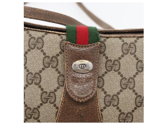 Borsa Sherry Line GG Supreme Web di GUCCI in PVC beige e oro 72 02 024 Auth 171796 D'oro - vista 14