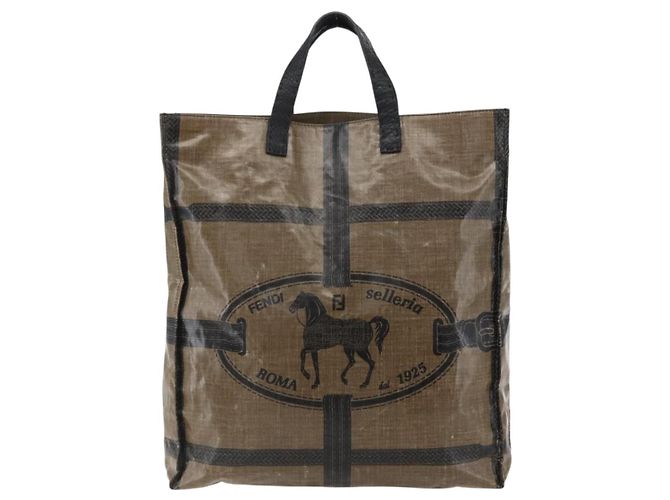Borsa a mano FENDI Celeria in tela PVC marrone Auth kk636 - vista 13