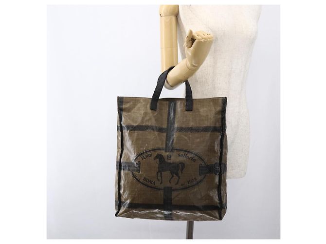 Borsa a mano FENDI Celeria in tela PVC marrone Auth kk636 - vista 19
