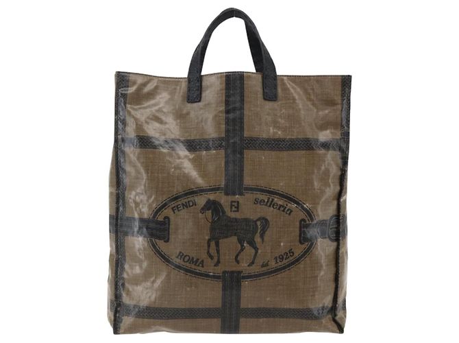 Borsa a mano FENDI Celeria in tela PVC marrone Auth kk636 - vista 2