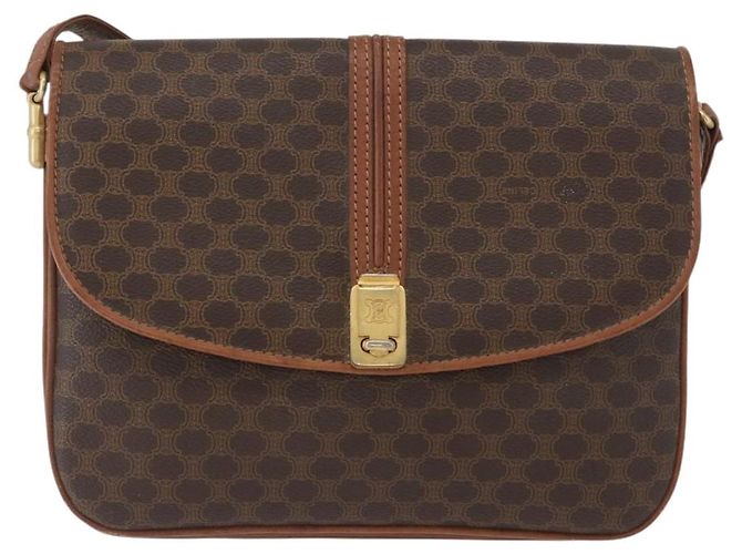 Céline Borsa a spalla in tela Macadam CELINE in pelle PVC marrone oro Auth LNZ224 D'oro - vista 13