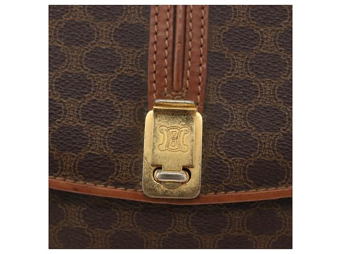 Céline Borsa a spalla in tela Macadam CELINE in pelle PVC marrone oro Auth LNZ224 D'oro - vista 17