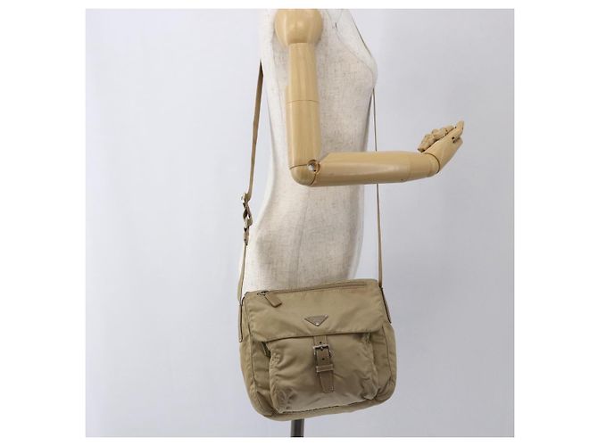 Borsa a Spalla PRADA Nylon Beige Argento Autentica 170605 - vista 28