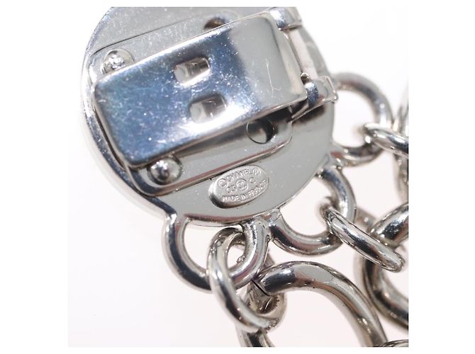 Clip per cintura in metallo argento CHANEL COCO Mark Chain per costumi CC Auth 133239M - vista 12