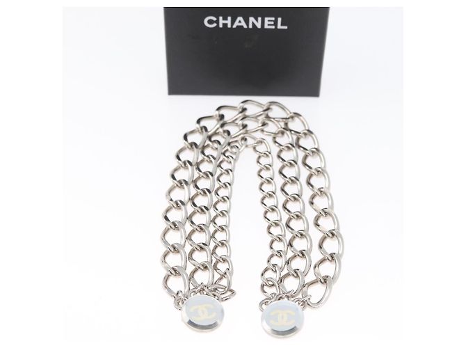 Clip per cintura in metallo argento CHANEL COCO Mark Chain per costumi CC Auth 133239M - vista 13
