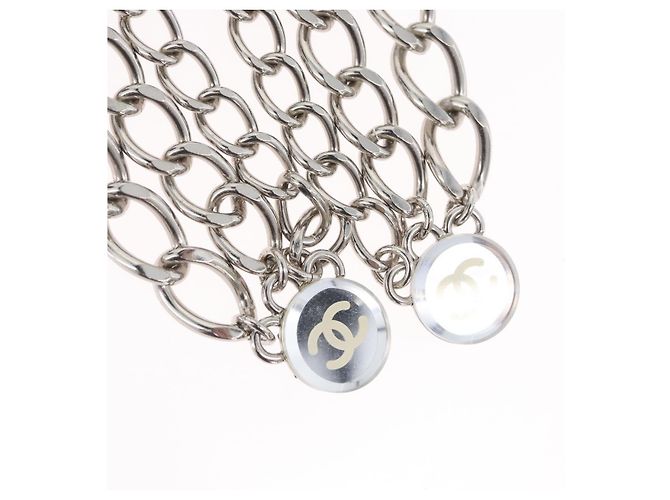 Clip per cintura in metallo argento CHANEL COCO Mark Chain per costumi CC Auth 133239M - vista 2