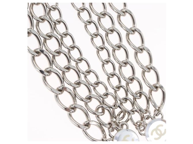 Clip per cintura in metallo argento CHANEL COCO Mark Chain per costumi CC Auth 133239M - vista 3