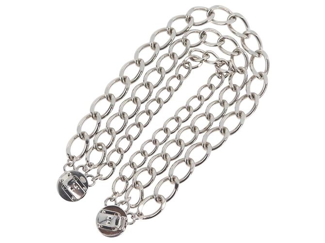 Clip per cintura in metallo argento CHANEL COCO Mark Chain per costumi CC Auth 133239M - vista 6