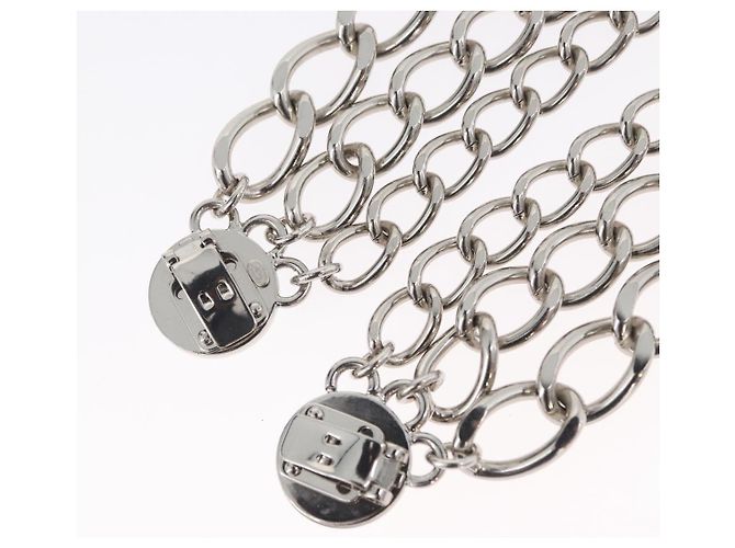 Clip per cintura in metallo argento CHANEL COCO Mark Chain per costumi CC Auth 133239M - vista 7