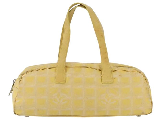 CHANEL Nuova Borsa da Viaggio in Nylon Gialla Argento CC Auth LNZ232 Giallo - vista 13