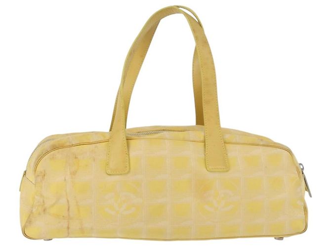 CHANEL Nuova Borsa da Viaggio in Nylon Gialla Argento CC Auth LNZ232 Giallo - vista 2