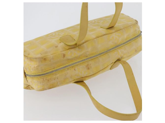 CHANEL Nuova Borsa da Viaggio in Nylon Gialla Argento CC Auth LNZ232 Giallo - vista 7