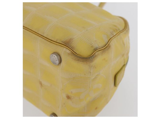 CHANEL Nuova Borsa da Viaggio in Nylon Gialla Argento CC Auth LNZ232 Giallo - vista 9