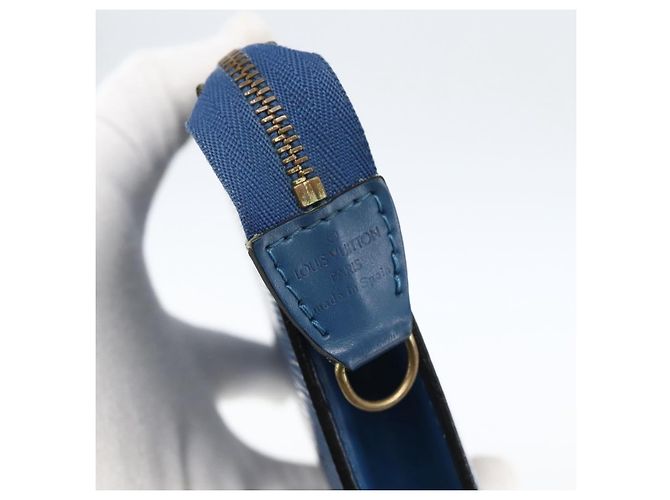 LOUIS VUITTON Epi Pochette Accessori Pouch Blu M52985 LV Auth am10677 - vista 8