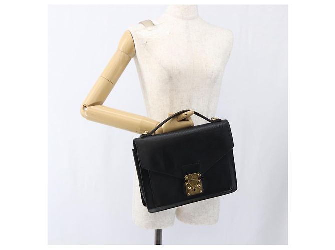 LOUIS VUITTON Borsa a Mano Epi Monceau 28 Nera M52122 LV Auth ka2571 Nero - vista 23