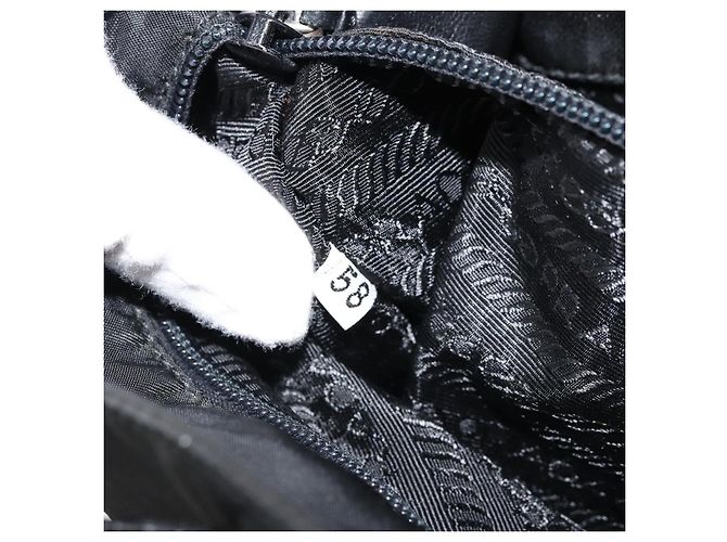 PRADA Bolsa de mão em nylon preto prata Auth kk630 - vista 11