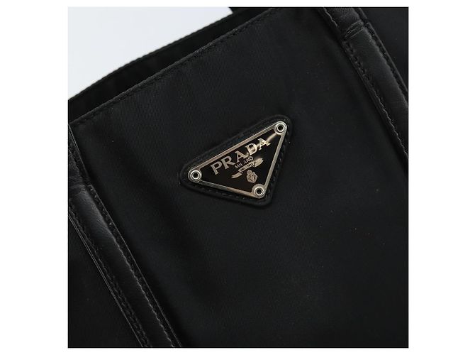 PRADA Bolsa de mão em nylon preto prata Auth kk630 - vista 17