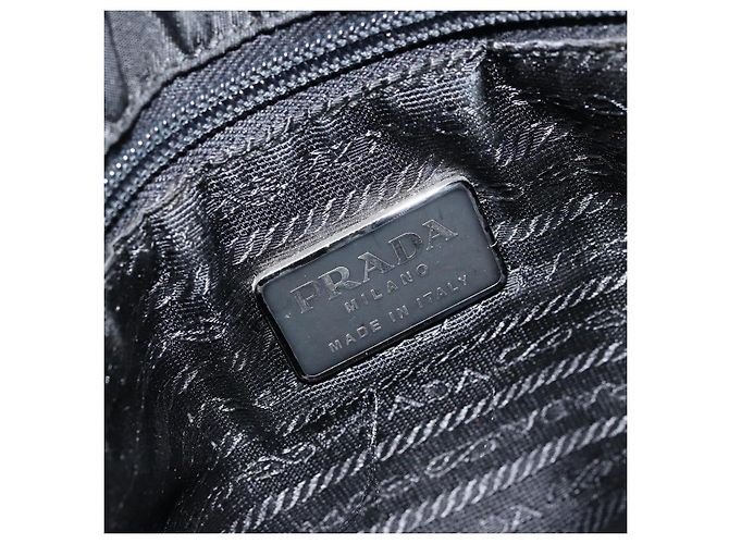 PRADA Bolsa de mão em nylon preto prata Auth kk630 - vista 18