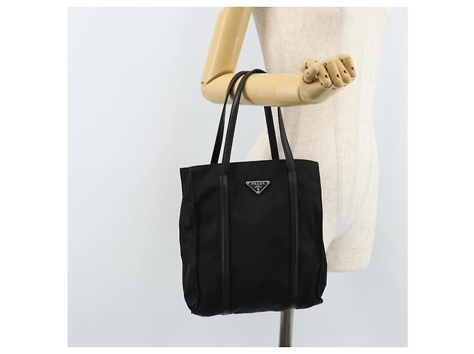 PRADA Bolsa de mão em nylon preto prata Auth kk630 - vista 26