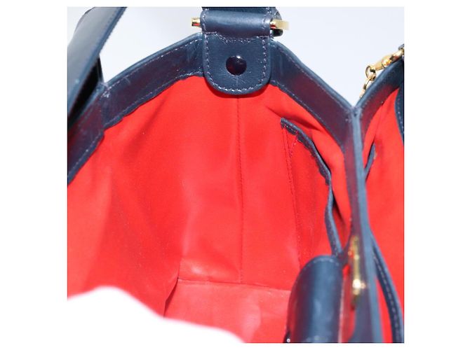 Borsa a mano GUCCI in pelle blu navy con oro 000 406 1080 Auth 173159 D'oro - vista 18