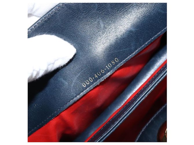Borsa a mano GUCCI in pelle blu navy con oro 000 406 1080 Auth 173159 D'oro - vista 22