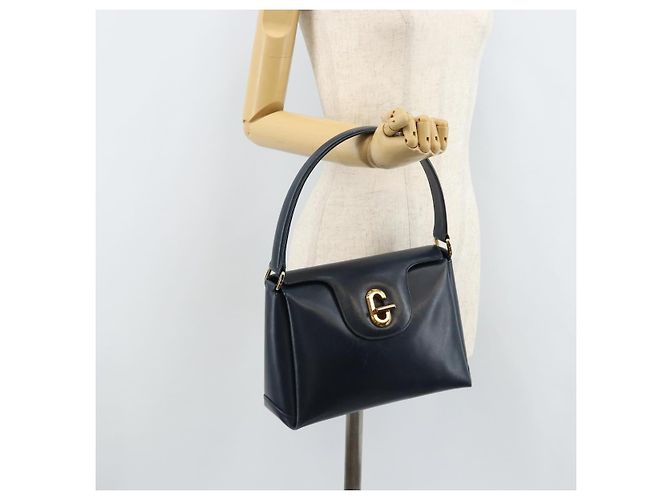 Borsa a mano GUCCI in pelle blu navy con oro 000 406 1080 Auth 173159 D'oro - vista 23